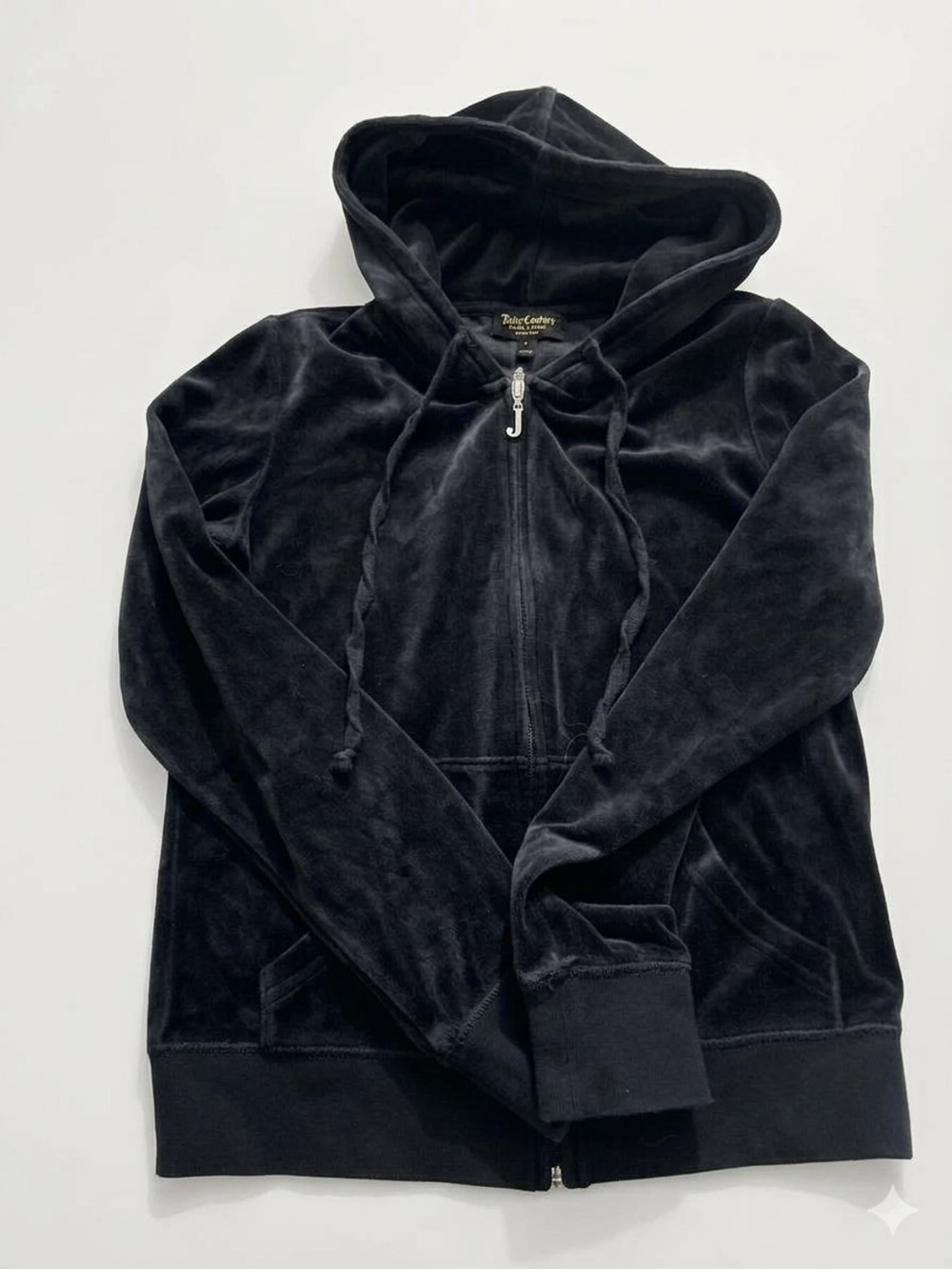 Juicy Couture Velour Zip-Up Hoodie Size S Black